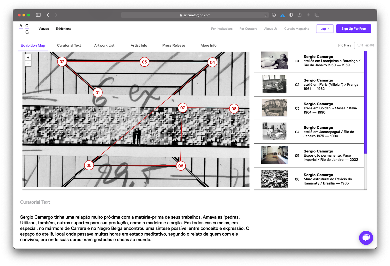 Art Curator Grid ecrã