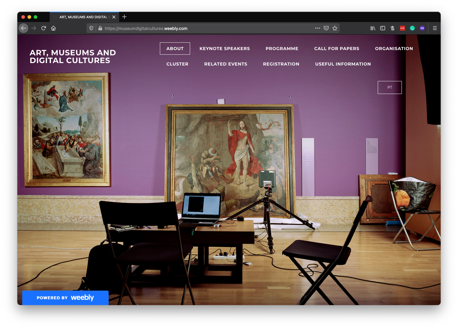 Website da conferência Arte, Museus e Culturas Digitais